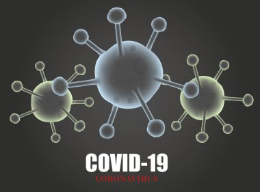 Koronavirüs koyu arkaplanda 3 boyutlu gerçekçi bir vektör. Wuhan virüs hastalığı. Vektör illüstrasyonu