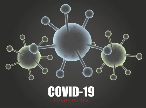 コロナウイルスは暗い背景で3D現実的なベクトルを使用します 武漢ウイルス病 ベクターイラスト — ストックベクタ