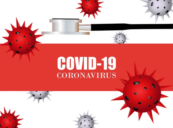 Стетоскоп Коронавірус Векторні Ілюстрації Stop Covid19 — стоковий вектор
