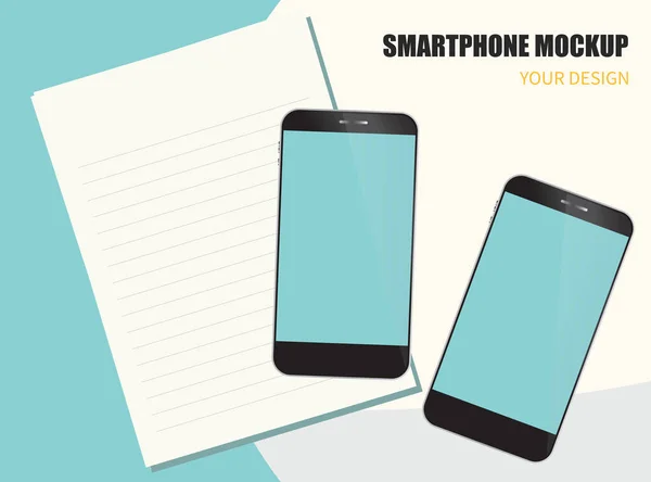 Dispositivo Digitale Mockup Smartphone Con Carta Lettere Illustrazione Vettoriale Punti — Vettoriale Stock