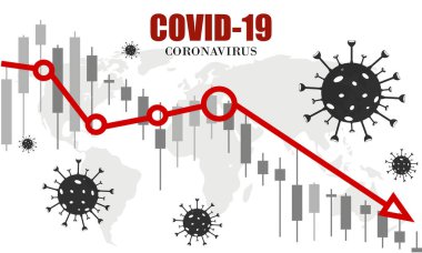 Coronavirus 'un neden olduğu borsa çöküşünü temsil eden grafikler, ekonomi ve iş dünyası üzerindeki Covid-19 ekonomik etkisi