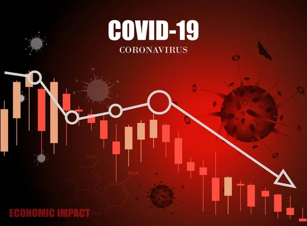 Covid Impacto Econômico Economia Nos Negócios Gráficos Que Representam Queda — Vetor de Stock