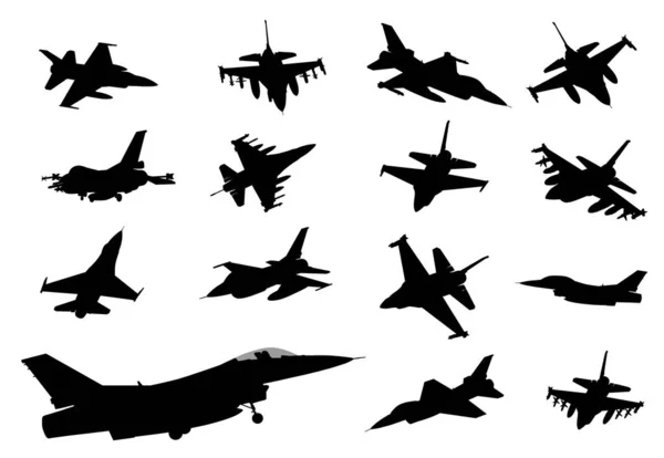 Vector fighters detailed silhouettes — Stock Vector