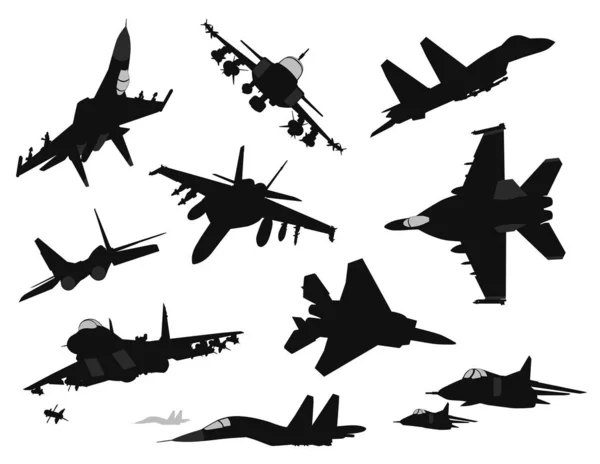 Militaire vliegtuigen set — Stockvector