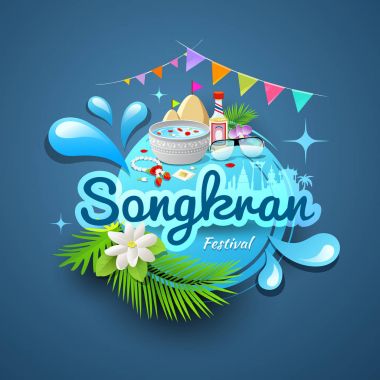 Songkran Festivali Tayland logo tasarım 