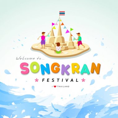 Songkran Festivali Tayland tasarım su arka plan