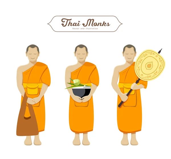 Collezioni monaci thailandesi — Vettoriale Stock