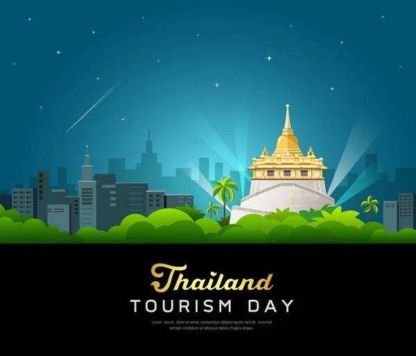 สถานที่ท่องเที่ยวในประเทศไทย บูชาพุทธที่สําคัญ — ภาพเวกเตอร์สต็อก