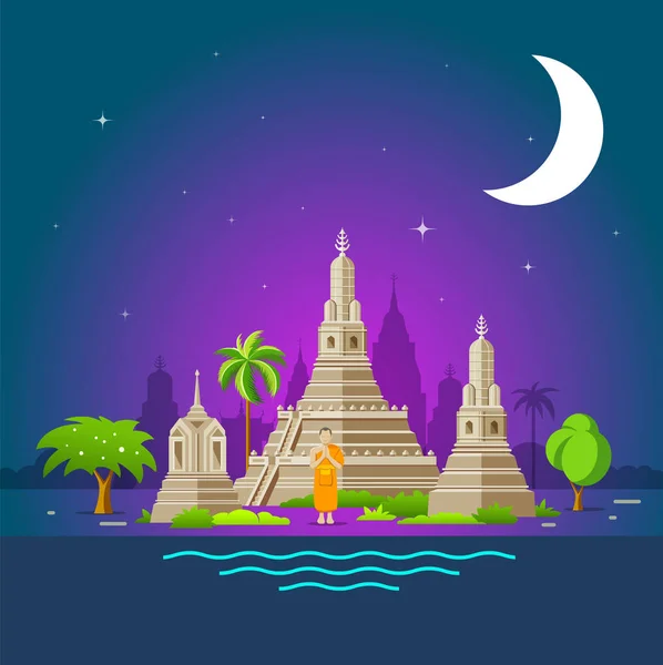 Thailand tourism landmarks, holy place of thailand — Stock Vector