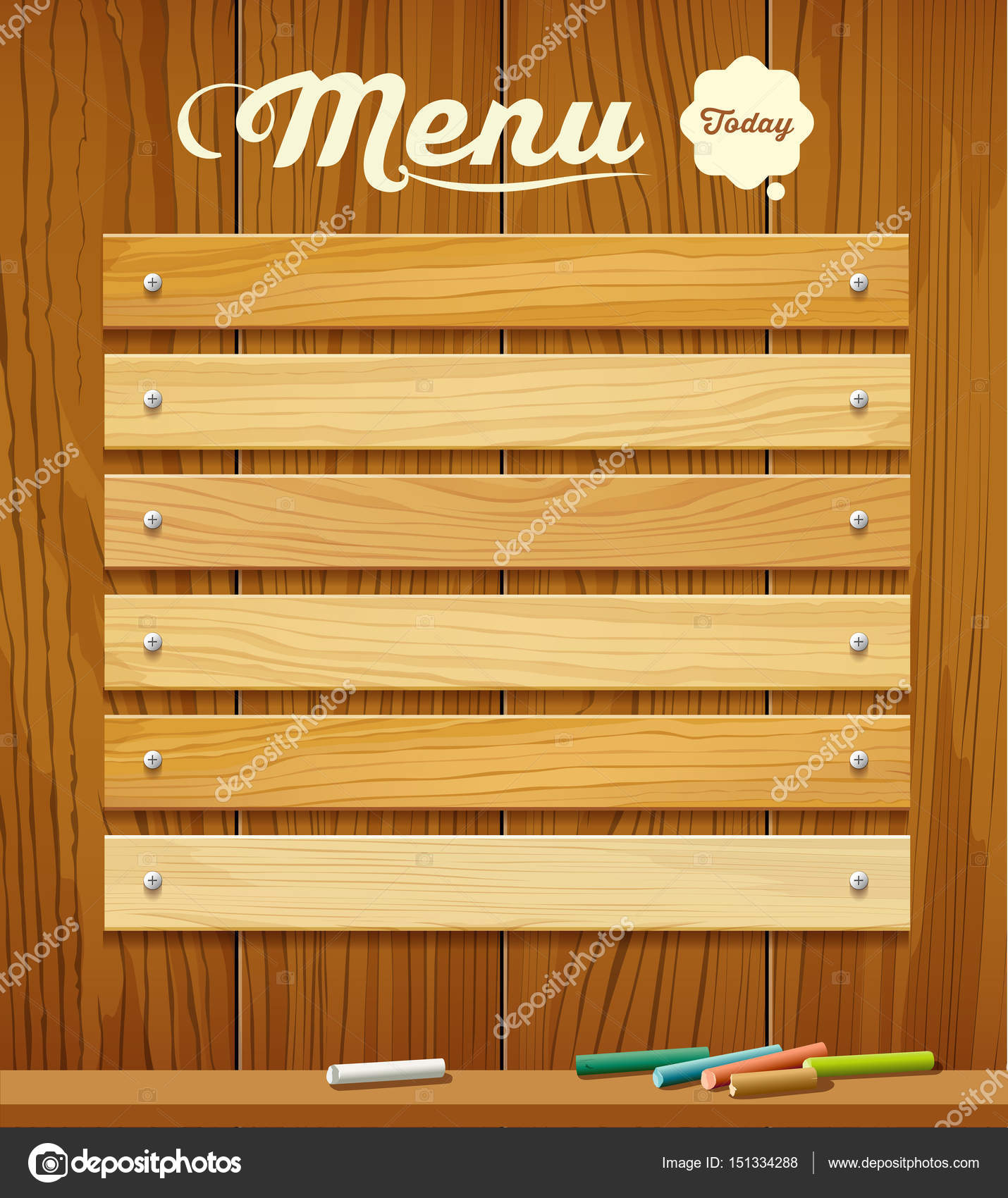 Scheda di legno del menu con priorit  bassa di disegno di colore pastello — Vettoriale Stock