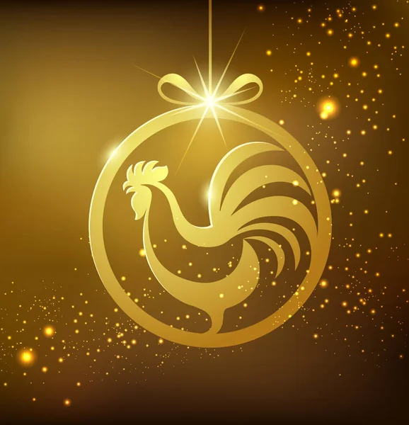 Felice anno nuovo concetto di gallo d'oro — Vettoriale Stock