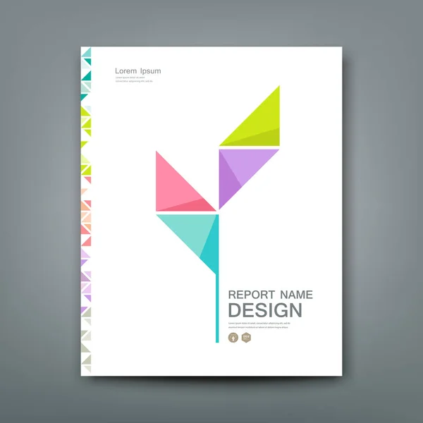 Cover Annual report colorful tree origami paper design — Stock Vector