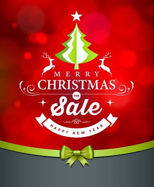 Feliz Navidad árbol verde venta letras blancas — Archivo Imágenes Vectoriales