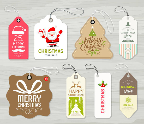 Colorful label paper merry christmas concept design