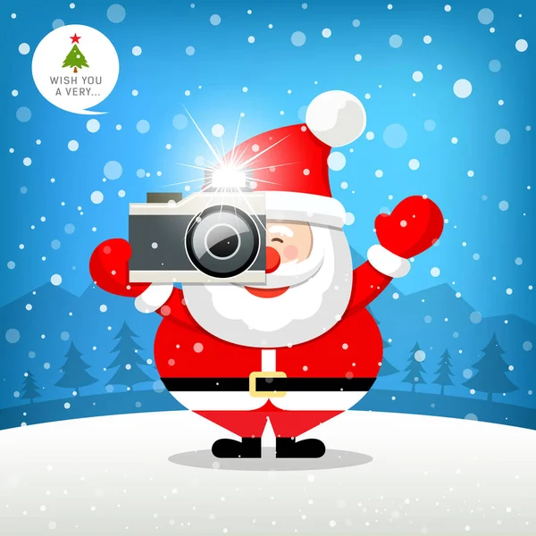 Feliz Navidad Santa Claus mano sosteniendo foto — Archivo Imágenes Vectoriales
