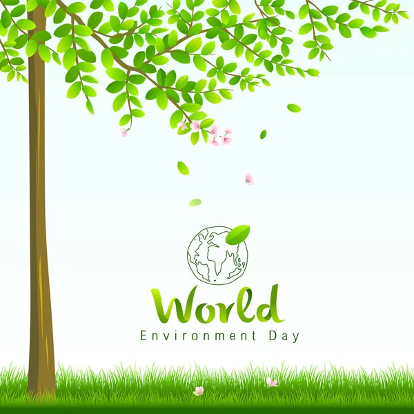 Giornata mondiale dell'ambiente, concetto di natura arborea e floreale — Vettoriale Stock