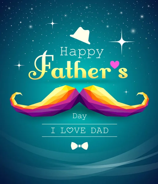 Ευτυχισμένος πατέρες ημέρα μουστάκι πολύχρωμα γεωμετρικά — Διανυσματικό Αρχείο