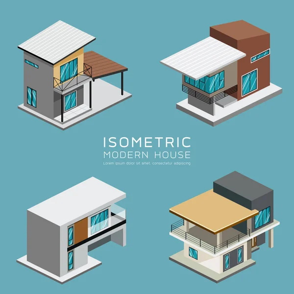 Moderna casa isometrica collezioni di design — Vettoriale Stock