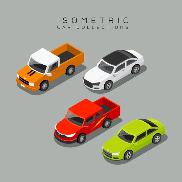 Izometrické auto sbírky — Stockový vektor