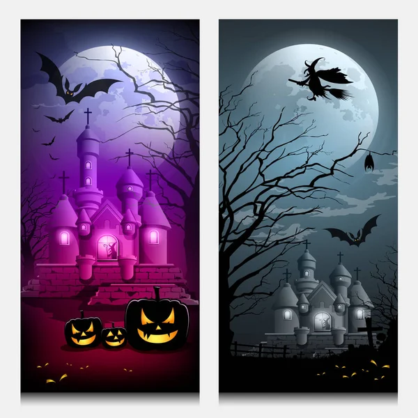 Vettoriale felice halloween collezioni banner verticale sfondo — Vettoriale Stock