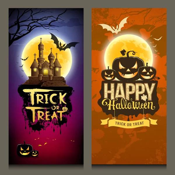 Happy Halloween samlingar banner vertikal design — Stock vektor