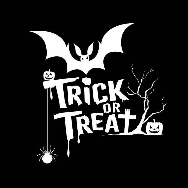 Halloween truc of behandelen message op zwarte achtergrond — Stockvector