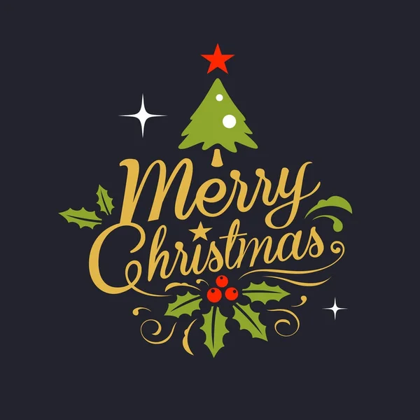 Feliz Natal lettering fundo, ilustração vetorial — Vetor de Stock