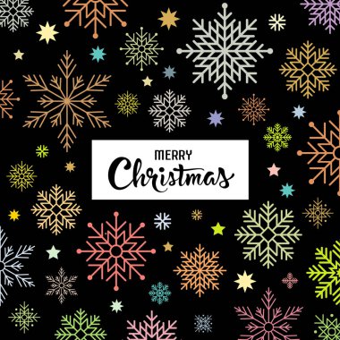 Neşeli Noel renkli kar tanesi arka plan, vektör çizim