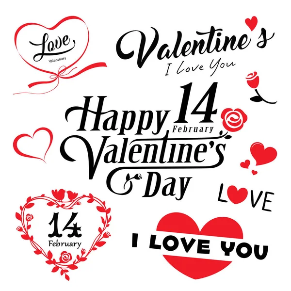 Joyeux Message Saint Valentin Collections Coeur Rouge Illustration Vectorielle — Image vectorielle