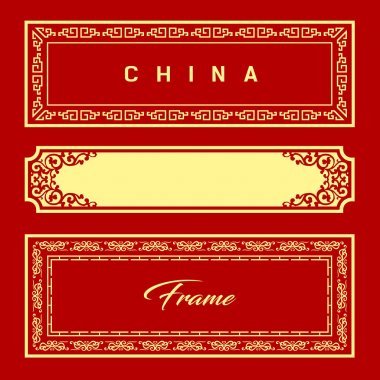 Vektör tasarım Çin çerçeve stili koleksiyonları üzerinde kırmızı bir arka plan, çizimler