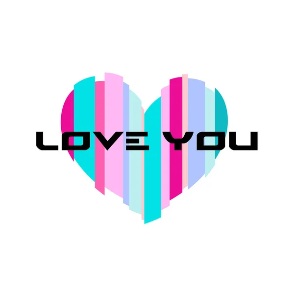 Feliz Dia Dos Namorados Colorido Coração Amor Você Mensagem Isolado — Vetor de Stock
