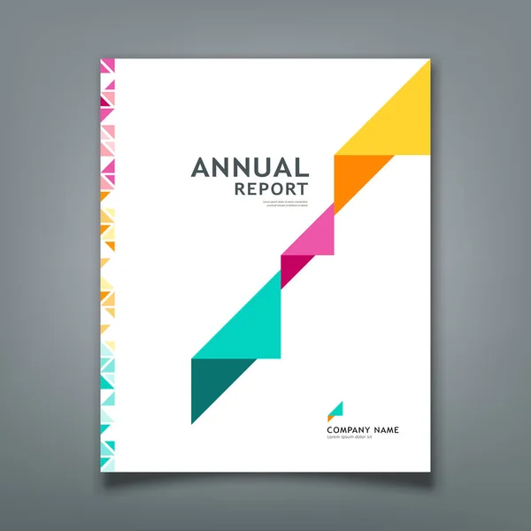 Copertina Relazione Annuale Colorato Triangolo Carta Layout Design Sfondo Illustrazione — Vettoriale Stock