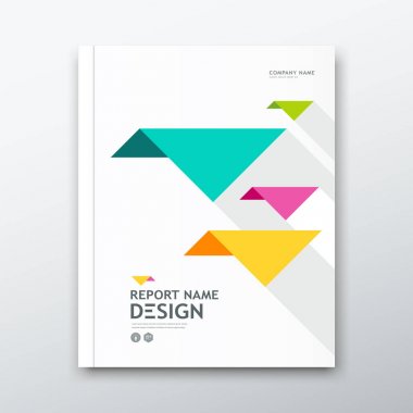 Kitap faaliyet raporu, renkli kuş origami kağıt beyaz tasarım arka plan, vektör çizim üzerinde kapak