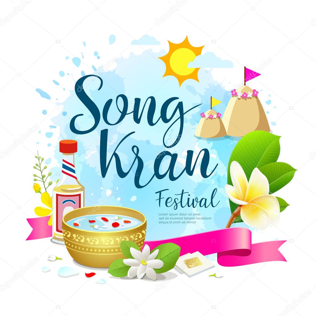 Amazing Thailand festival design on water blue background, vector illustration