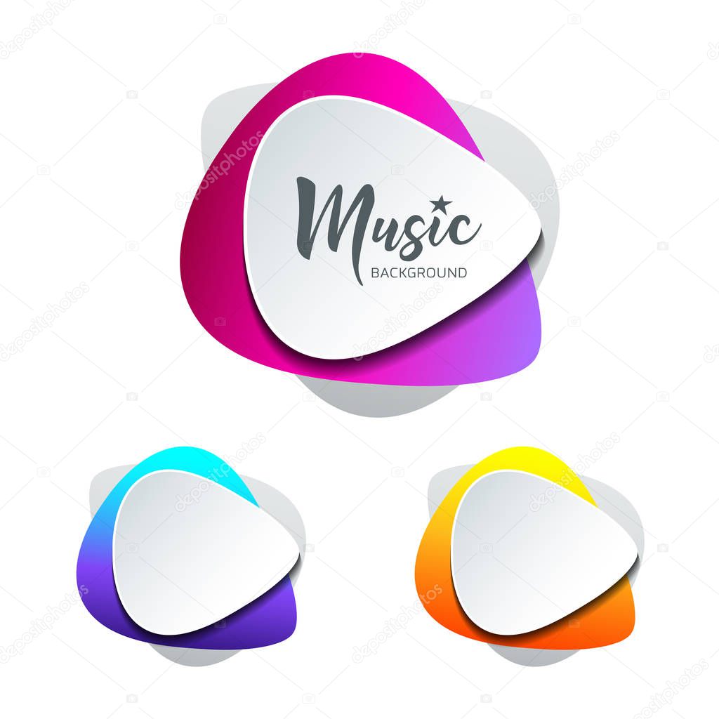 Vector white paper shape guitar pick colorful background with text space collections, illustration