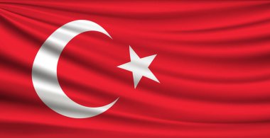 Türkiye bayrağı kırmızı arkaplan, vektör illüstrasyonu