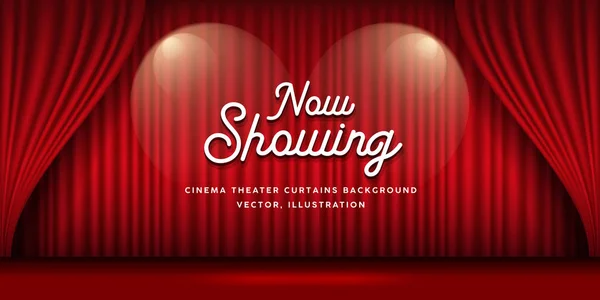 Cinema Theater Curtains Red Banner Background Vector Illustration — ストックベクタ