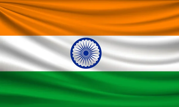 Bandera Tela India Fondo Colorido Vector Ilustración — Archivo Imágenes Vectoriales