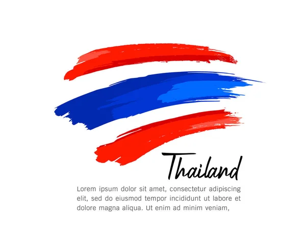 Vlag Van Thailand Vector Borstel Slag Ontwerp Geïsoleerd Witte Achtergrond — Stockvector