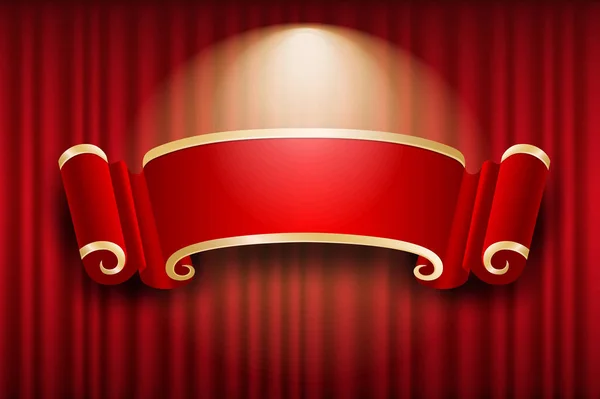 Diseño Banner Chino Cortina Roja Iluminar Fondo Ilustración Vectorial — Vector de stock