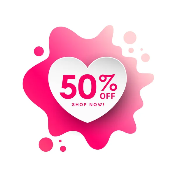 Watercolor Bubble Heart Paper Sale Concept Design Pink Background Vector — Stock Vector