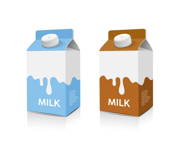 Leche Caja Embalaje Azul Claro Marrón Colecciones Diseño Ilustración Vectorial — Archivo Imágenes Vectoriales