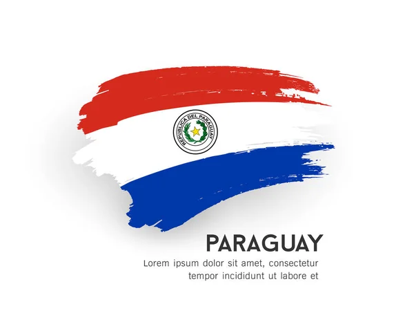 Zászló Paraguay Vektor Ecset Stroke Design Elszigetelt Fehér Háttér Illusztráció — Stock Vector