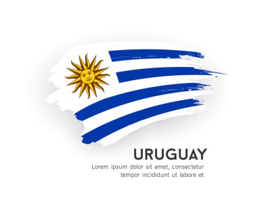 Beyaz arkaplanda izole edilmiş Uruguay vektör fırça darbesi tasarımı, illüstrasyon