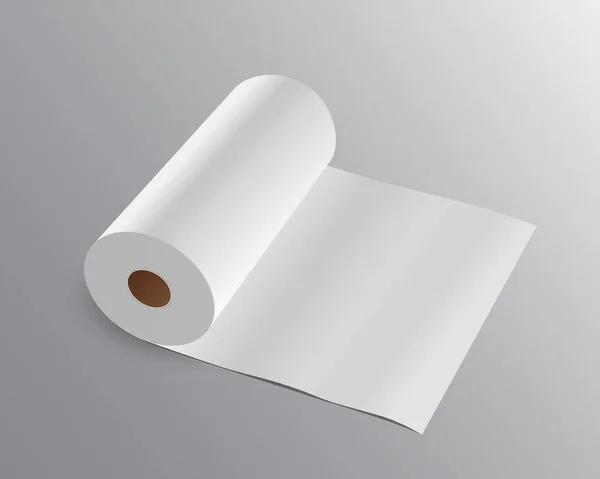 Rollo Papel Tejido Vectorial Largo Sobre Fondo Gris Ilustración — Vector de stock