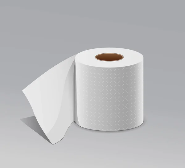 Tissue Long Roll White Paper Realistisches Design Auf Grauem Hintergrund — Stockvektor