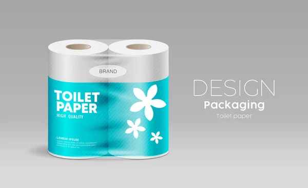 Векторная Бумага Туалетной Бумаги Пластиковой Упаковки Ролл Шаблон Красочный Дизайн — стоковый вектор