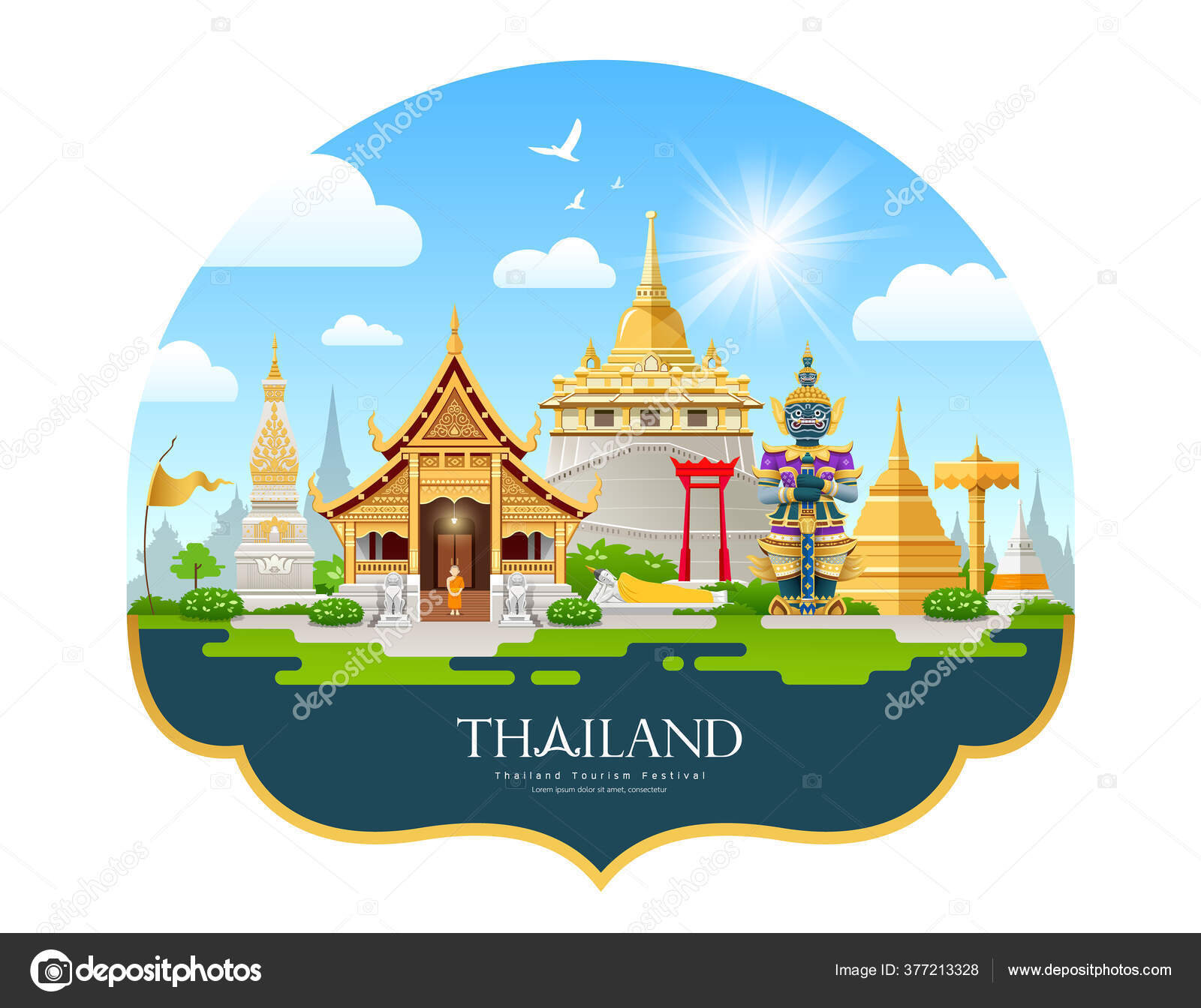 Welcom Travel Thailand Building Signal Beautiful Background.