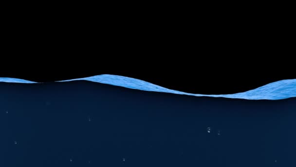 Blaue Wasserlinie mit Blasen — Stockvideo