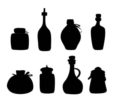 Doddle siyah siluet kavanozlar ve şişeler
